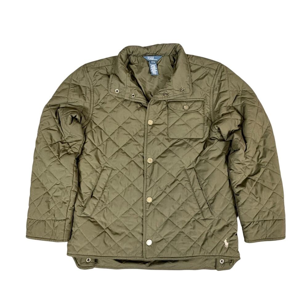 Polo Ralph Lauren Boys L 14-16 Quilted Jacket Olive Green Diamond Stitch
